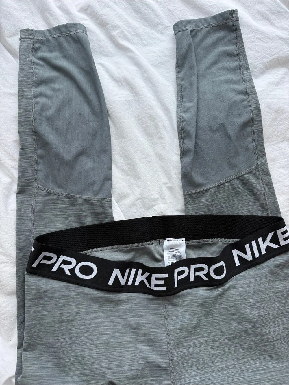 Nike Women’s Grey Pro Performance Leggings with Black Branded Waistband
